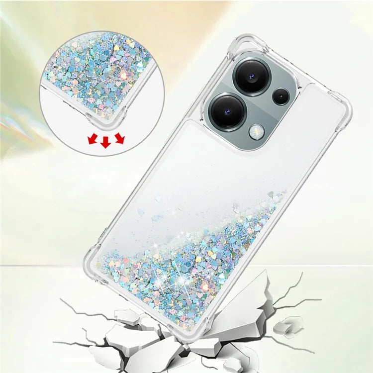 YB Quicksand Series-1 For Xiaomi Redmi Note 13 Pro 4G / Poco M6 Pro 4G TPU Case Shiny Sequins Floating Phone Cover