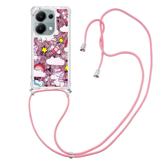YB Quicksand Series-5 For Xiaomi Redmi Note 13 Pro 4G / Poco M6 Pro 4G Case Flowing Sequins Pattern Phone Cover with Lanyard