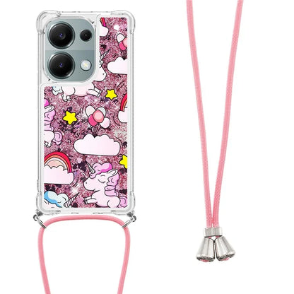 YB Quicksand Series-5 For Xiaomi Redmi Note 13 Pro 4G / Poco M6 Pro 4G Case Flowing Sequins Pattern Phone Cover with Lanyard