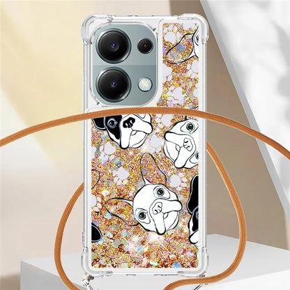 YB Quicksand Series-5 For Xiaomi Redmi Note 13 Pro 4G / Poco M6 Pro 4G Case Flowing Sequins Pattern Phone Cover with Lanyard