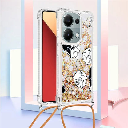 YB Quicksand Series-5 For Xiaomi Redmi Note 13 Pro 4G / Poco M6 Pro 4G Case Flowing Sequins Pattern Phone Cover with Lanyard