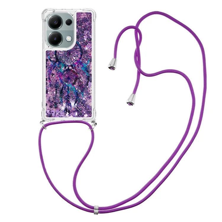 YB Quicksand Series-5 For Xiaomi Redmi Note 13 Pro 4G / Poco M6 Pro 4G Case Flowing Sequins Pattern Phone Cover with Lanyard