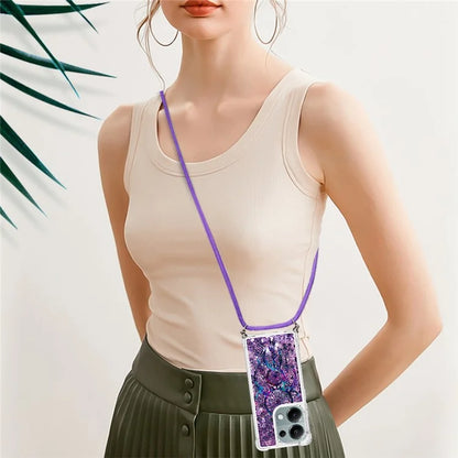 YB Quicksand Series-5 For Xiaomi Redmi Note 13 Pro 4G / Poco M6 Pro 4G Case Flowing Sequins Pattern Phone Cover with Lanyard