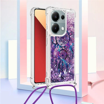 YB Quicksand Series-5 For Xiaomi Redmi Note 13 Pro 4G / Poco M6 Pro 4G Case Flowing Sequins Pattern Phone Cover with Lanyard