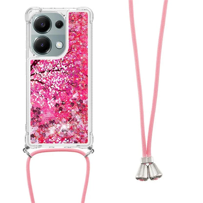 YB Quicksand Series-5 For Xiaomi Redmi Note 13 Pro 4G / Poco M6 Pro 4G Case Flowing Sequins Pattern Phone Cover with Lanyard