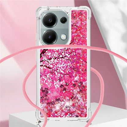 YB Quicksand Series-5 For Xiaomi Redmi Note 13 Pro 4G / Poco M6 Pro 4G Case Flowing Sequins Pattern Phone Cover with Lanyard