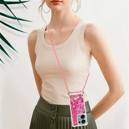 YB Quicksand Series-5 For Xiaomi Redmi Note 13 Pro 4G / Poco M6 Pro 4G Case Flowing Sequins Pattern Phone Cover with Lanyard