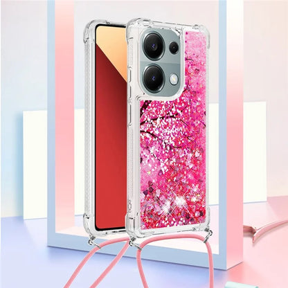 YB Quicksand Series-5 For Xiaomi Redmi Note 13 Pro 4G / Poco M6 Pro 4G Case Flowing Sequins Pattern Phone Cover with Lanyard