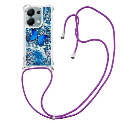 YB Quicksand Series-5 For Xiaomi Redmi Note 13 Pro 4G / Poco M6 Pro 4G Case Flowing Sequins Pattern Phone Cover with Lanyard