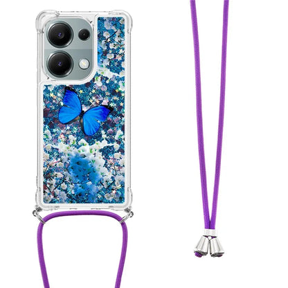 YB Quicksand Series-5 For Xiaomi Redmi Note 13 Pro 4G / Poco M6 Pro 4G Case Flowing Sequins Pattern Phone Cover with Lanyard