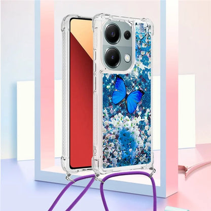 YB Quicksand Series-5 For Xiaomi Redmi Note 13 Pro 4G / Poco M6 Pro 4G Case Flowing Sequins Pattern Phone Cover with Lanyard