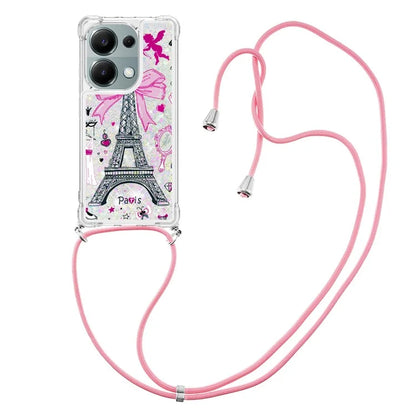 YB Quicksand Series-5 For Xiaomi Redmi Note 13 Pro 4G / Poco M6 Pro 4G Case Flowing Sequins Pattern Phone Cover with Lanyard