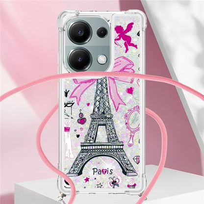 YB Quicksand Series-5 For Xiaomi Redmi Note 13 Pro 4G / Poco M6 Pro 4G Case Flowing Sequins Pattern Phone Cover with Lanyard