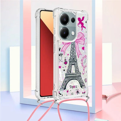 YB Quicksand Series-5 For Xiaomi Redmi Note 13 Pro 4G / Poco M6 Pro 4G Case Flowing Sequins Pattern Phone Cover with Lanyard