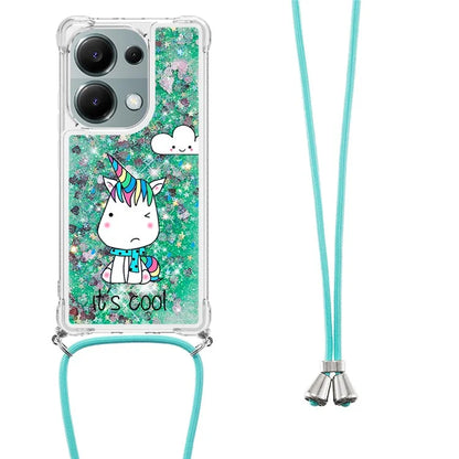 YB Quicksand Series-5 For Xiaomi Redmi Note 13 Pro 4G / Poco M6 Pro 4G Case Flowing Sequins Pattern Phone Cover with Lanyard