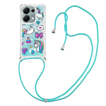 YB Quicksand Series-5 For Xiaomi Redmi Note 13 Pro 4G / Poco M6 Pro 4G Case Flowing Sequins Pattern Phone Cover with Lanyard