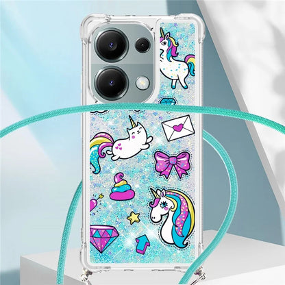 YB Quicksand Series-5 For Xiaomi Redmi Note 13 Pro 4G / Poco M6 Pro 4G Case Flowing Sequins Pattern Phone Cover with Lanyard