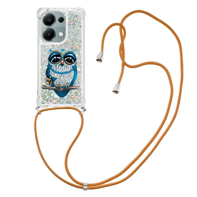 YB Quicksand Series-5 For Xiaomi Redmi Note 13 Pro 4G / Poco M6 Pro 4G Case Flowing Sequins Pattern Phone Cover with Lanyard