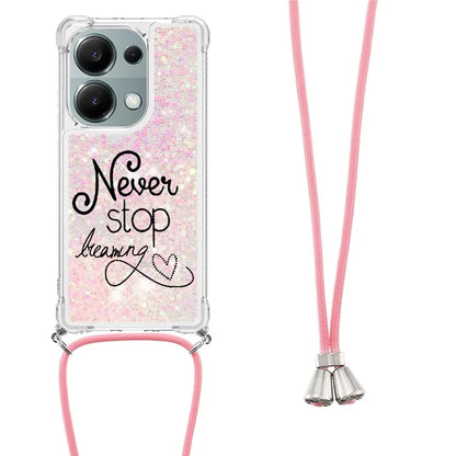 YB Quicksand Series-5 For Xiaomi Redmi Note 13 Pro 4G / Poco M6 Pro 4G Case Flowing Sequins Pattern Phone Cover with Lanyard