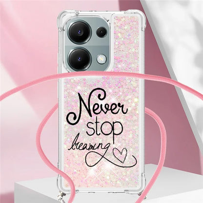 YB Quicksand Series-5 For Xiaomi Redmi Note 13 Pro 4G / Poco M6 Pro 4G Case Flowing Sequins Pattern Phone Cover with Lanyard