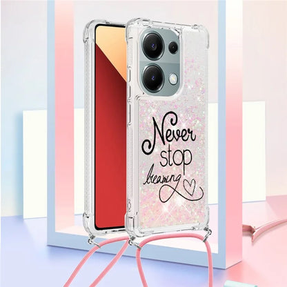 YB Quicksand Series-5 For Xiaomi Redmi Note 13 Pro 4G / Poco M6 Pro 4G Case Flowing Sequins Pattern Phone Cover with Lanyard