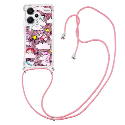 YB Quicksand Series-5 For Xiaomi Redmi Note 13 Pro+ 5G Case Stylish Pattern Sequins TPU Cover with Lanyard