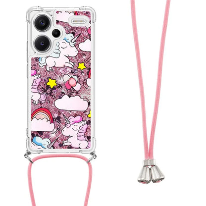 YB Quicksand Series-5 For Xiaomi Redmi Note 13 Pro+ 5G Case Stylish Pattern Sequins TPU Cover with Lanyard