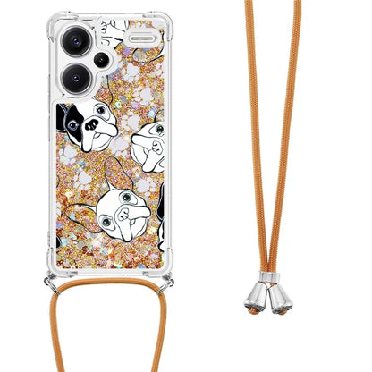 YB Quicksand Series-5 For Xiaomi Redmi Note 13 Pro+ 5G Case Stylish Pattern Sequins TPU Cover with Lanyard