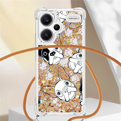 YB Quicksand Series-5 For Xiaomi Redmi Note 13 Pro+ 5G Case Stylish Pattern Sequins TPU Cover with Lanyard