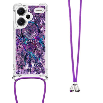 YB Quicksand Series-5 For Xiaomi Redmi Note 13 Pro+ 5G Case Stylish Pattern Sequins TPU Cover with Lanyard