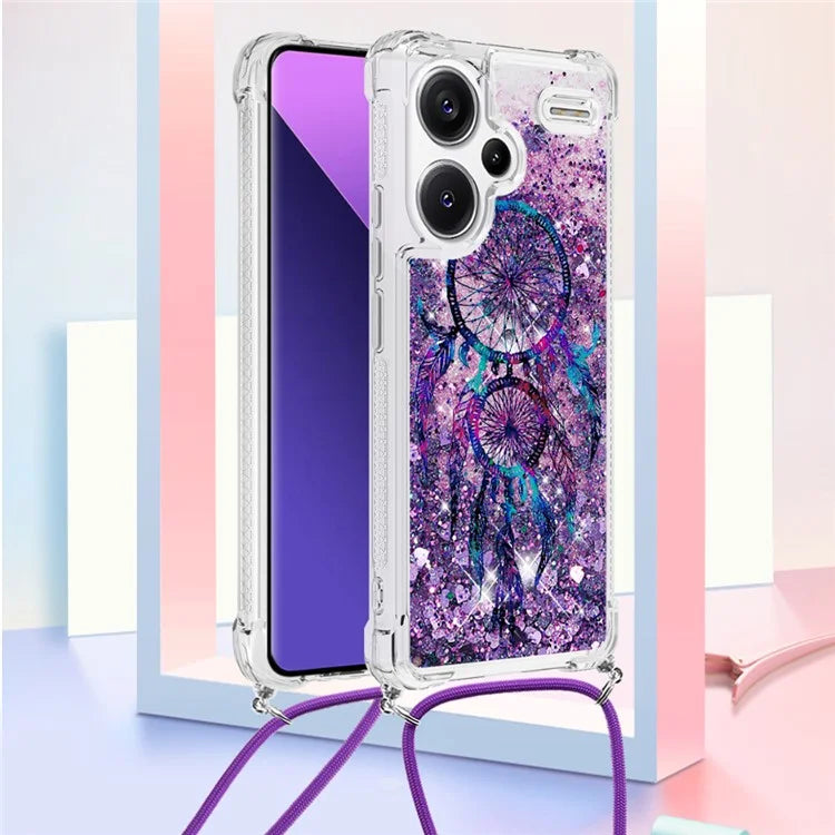 YB Quicksand Series-5 For Xiaomi Redmi Note 13 Pro+ 5G Case Stylish Pattern Sequins TPU Cover with Lanyard