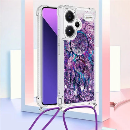 YB Quicksand Series-5 For Xiaomi Redmi Note 13 Pro+ 5G Case Stylish Pattern Sequins TPU Cover with Lanyard