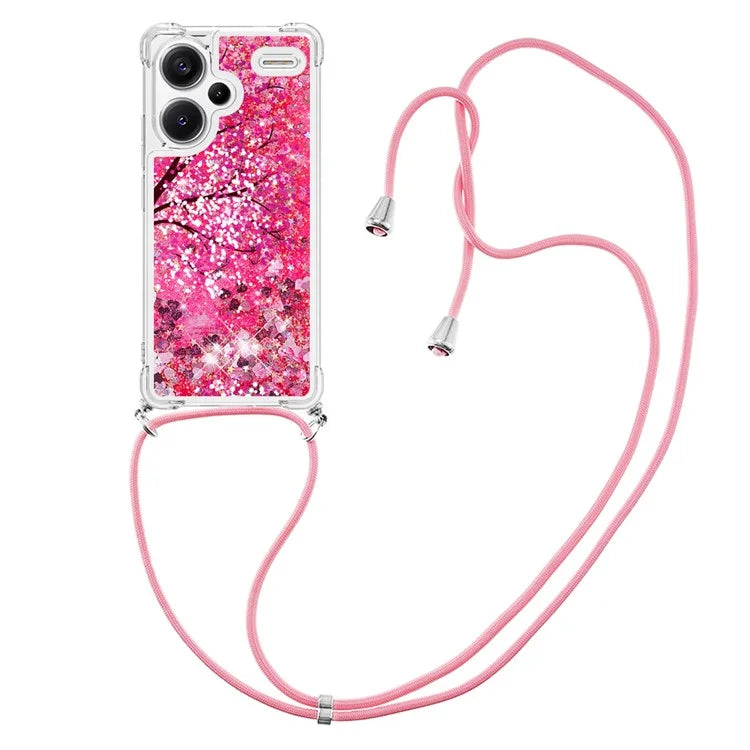 YB Quicksand Series-5 For Xiaomi Redmi Note 13 Pro+ 5G Case Stylish Pattern Sequins TPU Cover with Lanyard