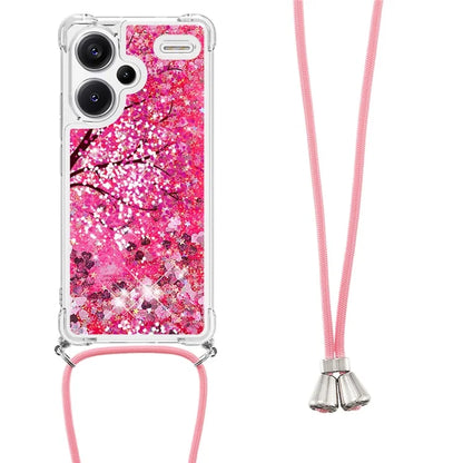 YB Quicksand Series-5 For Xiaomi Redmi Note 13 Pro+ 5G Case Stylish Pattern Sequins TPU Cover with Lanyard
