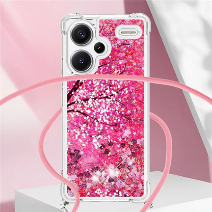 YB Quicksand Series-5 For Xiaomi Redmi Note 13 Pro+ 5G Case Stylish Pattern Sequins TPU Cover with Lanyard