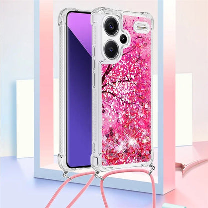 YB Quicksand Series-5 For Xiaomi Redmi Note 13 Pro+ 5G Case Stylish Pattern Sequins TPU Cover with Lanyard