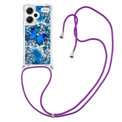 YB Quicksand Series-5 For Xiaomi Redmi Note 13 Pro+ 5G Case Stylish Pattern Sequins TPU Cover with Lanyard