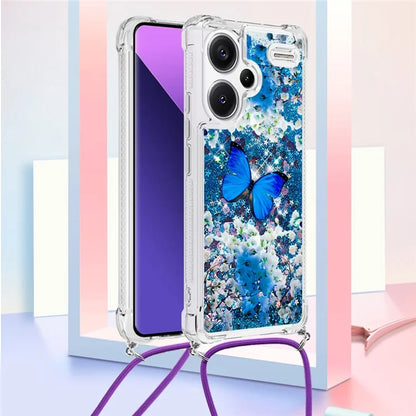 YB Quicksand Series-5 For Xiaomi Redmi Note 13 Pro+ 5G Case Stylish Pattern Sequins TPU Cover with Lanyard