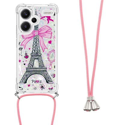 YB Quicksand Series-5 For Xiaomi Redmi Note 13 Pro+ 5G Case Stylish Pattern Sequins TPU Cover with Lanyard