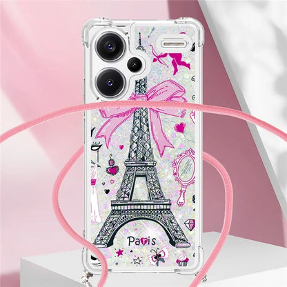 YB Quicksand Series-5 For Xiaomi Redmi Note 13 Pro+ 5G Case Stylish Pattern Sequins TPU Cover with Lanyard