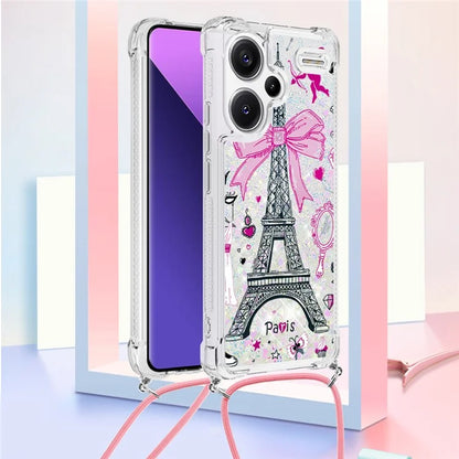 YB Quicksand Series-5 For Xiaomi Redmi Note 13 Pro+ 5G Case Stylish Pattern Sequins TPU Cover with Lanyard