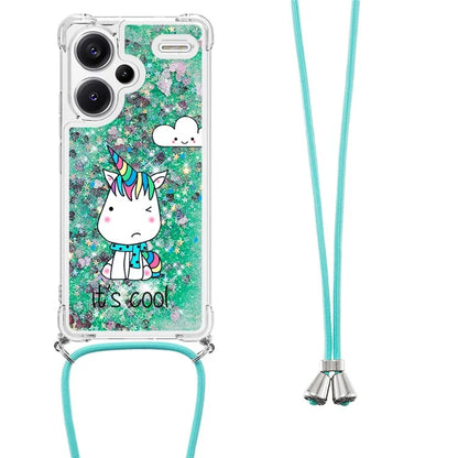 YB Quicksand Series-5 For Xiaomi Redmi Note 13 Pro+ 5G Case Stylish Pattern Sequins TPU Cover with Lanyard