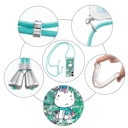YB Quicksand Series-5 For Xiaomi Redmi Note 13 Pro+ 5G Case Stylish Pattern Sequins TPU Cover with Lanyard