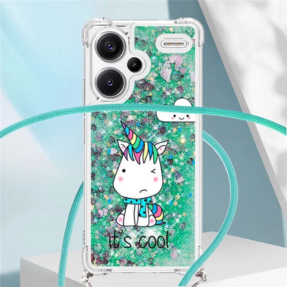 YB Quicksand Series-5 For Xiaomi Redmi Note 13 Pro+ 5G Case Stylish Pattern Sequins TPU Cover with Lanyard
