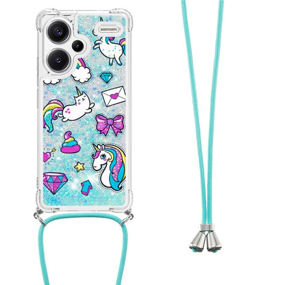 YB Quicksand Series-5 For Xiaomi Redmi Note 13 Pro+ 5G Case Stylish Pattern Sequins TPU Cover with Lanyard