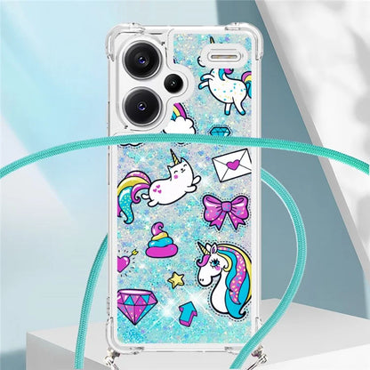 YB Quicksand Series-5 For Xiaomi Redmi Note 13 Pro+ 5G Case Stylish Pattern Sequins TPU Cover with Lanyard