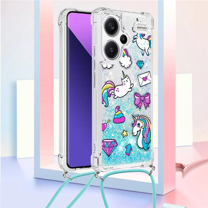 YB Quicksand Series-5 For Xiaomi Redmi Note 13 Pro+ 5G Case Stylish Pattern Sequins TPU Cover with Lanyard