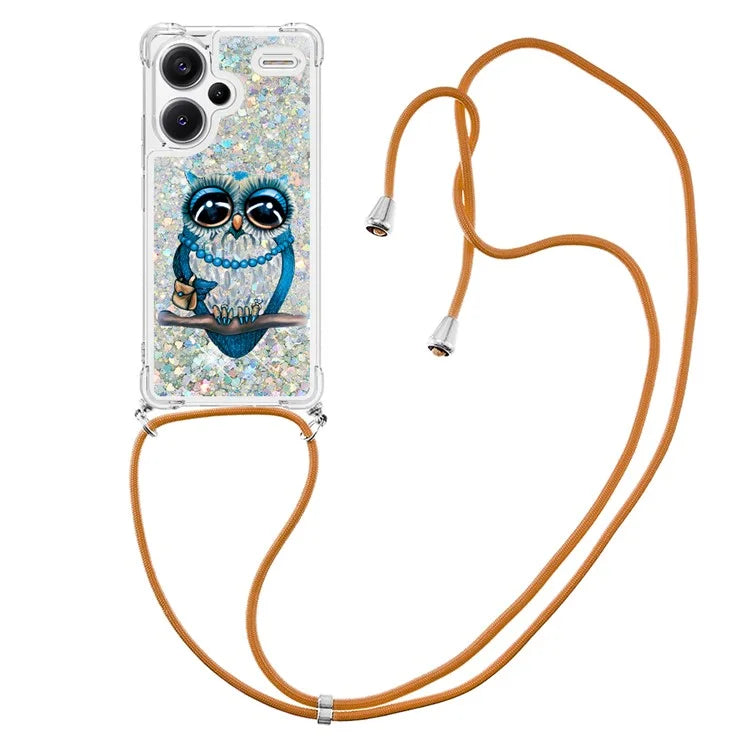 YB Quicksand Series-5 For Xiaomi Redmi Note 13 Pro+ 5G Case Stylish Pattern Sequins TPU Cover with Lanyard