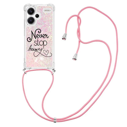 YB Quicksand Series-5 For Xiaomi Redmi Note 13 Pro+ 5G Case Stylish Pattern Sequins TPU Cover with Lanyard