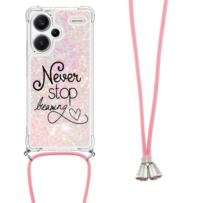 YB Quicksand Series-5 For Xiaomi Redmi Note 13 Pro+ 5G Case Stylish Pattern Sequins TPU Cover with Lanyard